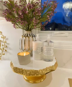 Inspire Me! Home Decor White Enameled Cake Stand With Metallic Edge (2 Colors) KITCHEN