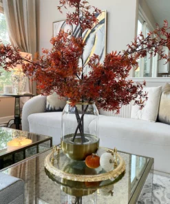 Inspire Me! Home Decor Mini Velvet Orange Decorative Pumpkin