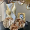 Inspire Me! Home Decor Beige Velvet Feather Pumpkins (3 Sizes) SEASONAL