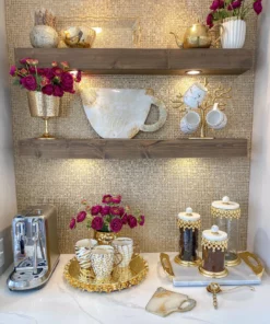 Inspire Me! Home Decor Gold Beaded Canisters W/ Marble Lid (3 Sizes) 11 Inspire Me! Home Decor Gold Beaded Canisters W/ Marble Lid (3 Sizes)