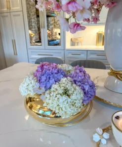 Inspire Me! Home Decor Large Gold Round Bowl Vase With White Jeweled Flower Details