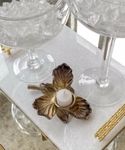 Inspire Me! Home Decor Gold Orchid Tea Light Holder