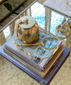 Inspire Me! Home Decor Crystal Oval Tray With Gold Edge