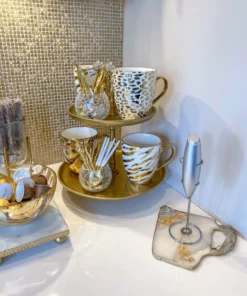 Inspire Me! Home Decor Gold 2-Tiered Metal Cake Stand