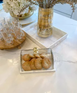 Inspire Me! Home Decor Marble Cake Platter With Metallic Handled Glass Dome (2 Colored Handles) 13 Inspire Me! Home Decor Marble Cake Platter With Metallic Handled Glass Dome (2 Colored Handles)