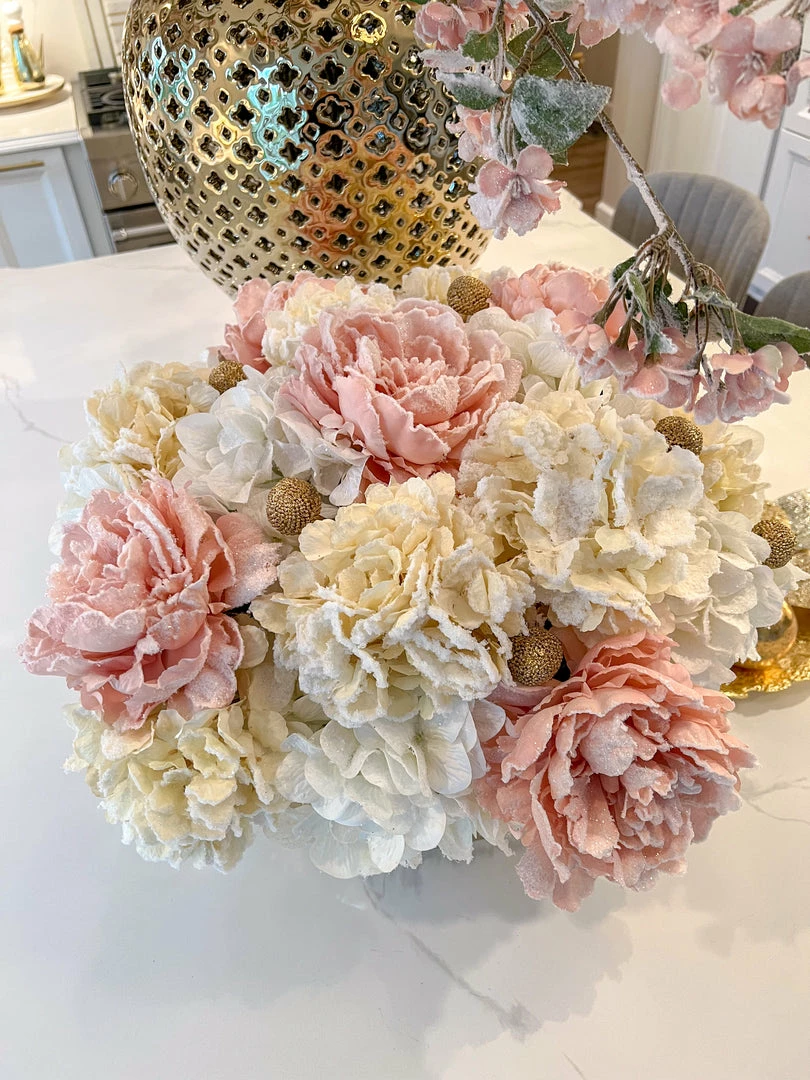 Inspire Me! Home Decor 28" Snow Sprinkled Peony Stem Pink 5 Inspire Me! Home Decor 28" Snow Sprinkled Peony Stem Pink