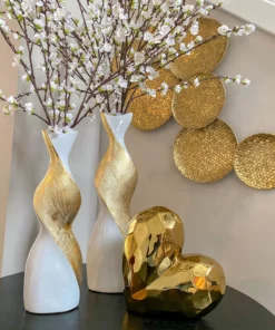 Inspire Me! Home Decor Gold And White Twisted Vase (2 Sizes) 23 Inspire Me! Home Decor Gold And White Twisted Vase (2 Sizes)
