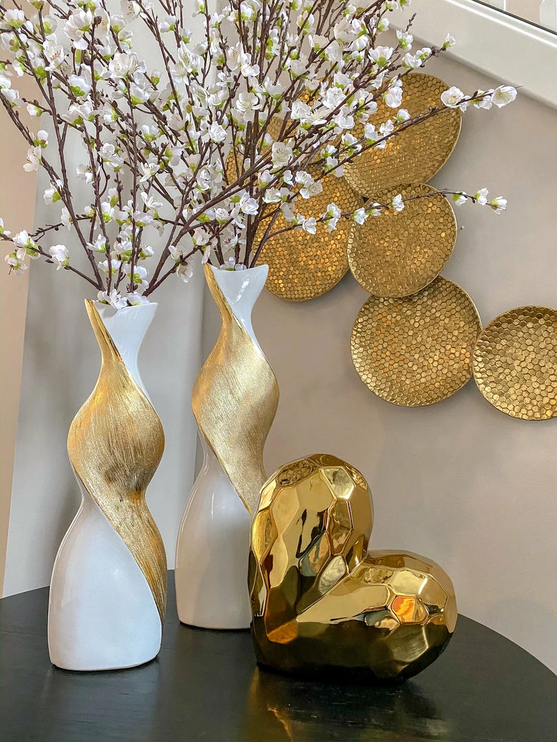 Inspire Me! Home Decor Gold And White Twisted Vase (2 Sizes) 9 Inspire Me! Home Decor Gold And White Twisted Vase (2 Sizes)