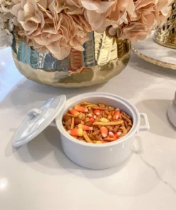 Inspire Me! Home Decor White Ceramic Mini Dish With Lid