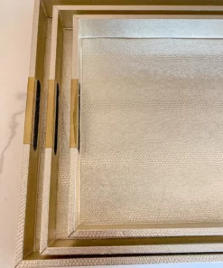 Inspire Me! Home Decor Golden Faux Leather Tray, Set Of 3