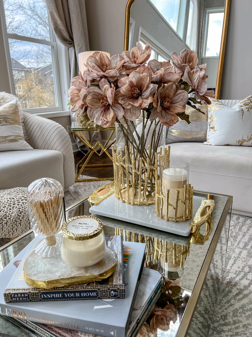 Inspire Me! Home Decor Glass Hurricane/Faux Floral Vase With Gold Twig Design (3 Sizes) 14 Inspire Me! Home Decor Glass Hurricane/Faux Floral Vase With Gold Twig Design (3 Sizes)