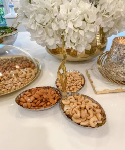 Inspire Me! Home Decor Three Section Silver Bowl With Gold Willow Leaf Handle