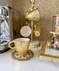 Inspire Me! Home Decor Gold Textured Metal Tea Cup And Saucer With White Interior 13 Inspire Me! Home Decor Gold Textured Metal Tea Cup And Saucer With White Interior