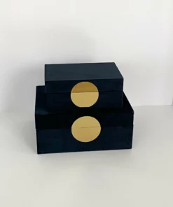 Inspire Me! Home Decor Set Of 2 Velvet Black Boxes With Gold Circle 11 Inspire Me! Home Decor Set Of 2 Velvet Black Boxes With Gold Circle