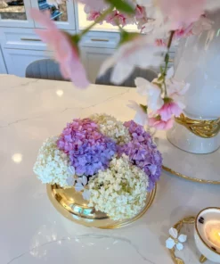 Inspire Me! Home Decor Large Gold Round Bowl Vase With White Jeweled Flower Details