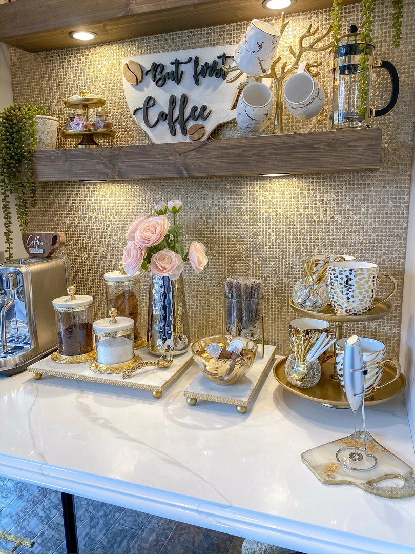 Inspire Me! Home Decor Gold Ripple Canister W/ Marble Lid (3 Sizes) 8 Inspire Me! Home Decor Gold Ripple Canister W/ Marble Lid (3 Sizes)