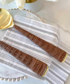 Inspire Me! Home Decor Gold Servers W/ Rattan Handle