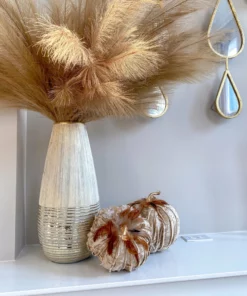 Inspire Me! Home Decor Beige Velvet Feather Pumpkins (3 Sizes) SEASONAL