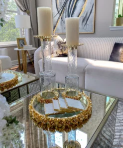 Inspire Me! Home Decor Glass Candle Holder With Gold Metal Floral Details (2 Sizes) 20 Inspire Me! Home Decor Glass Candle Holder With Gold Metal Floral Details (2 Sizes)