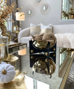 Inspire Me! Home Decor Gold Metal Bowl With Black Base (3 Sizes)