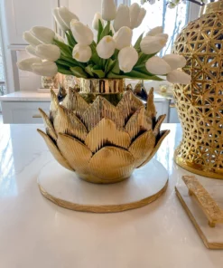 Inspire Me! Home Decor Gold Edged Round Marble Tray