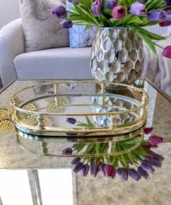 Inspire Me! Home Decor Gold Oval Mirror Tray
