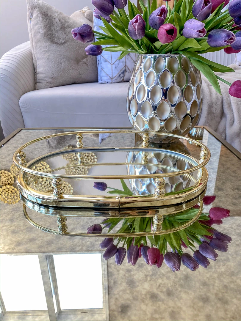 Inspire Me! Home Decor Gold Oval Mirror Tray 3 Inspire Me! Home Decor Gold Oval Mirror Tray