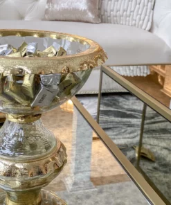 Inspire Me! Home Decor Large Gold Hammered Rim Textured Glass Bowl