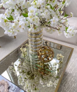 Inspire Me! Home Decor Gold Floral Crystal Handled Glass Tray