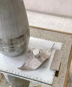 Inspire Me! Home Decor Silver Leaf Tea Light Holder