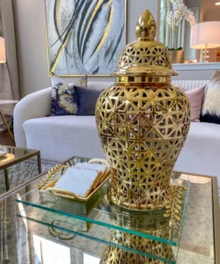 Inspire Me! Home Decor Glass Tray With Gold Metal Vine Handles