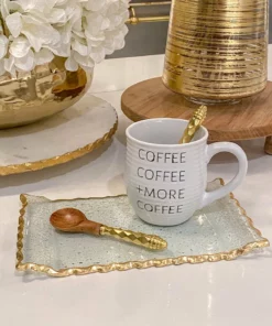 Inspire Me! Home Decor Gold Hammered Handle Wooden Tea Spoon (Set Of 4)
