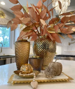 Inspire Me! Home Decor Amber Textured Vase With Gold Rim (2 Sizes)