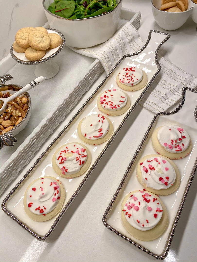 Inspire Me! Home Decor Long Silver And White Beaded Tray 3 Inspire Me! Home Decor Long Silver And White Beaded Tray