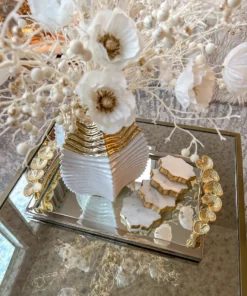 Inspire Me! Home Decor Rectangular Mirror Tray With Silver Border And Gold Leaf Design (2 Sizes)