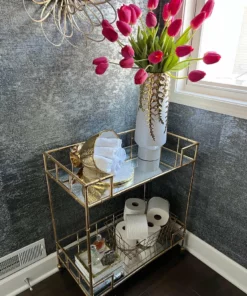 Inspire Me! Home Decor Distressed Gold Bar Cart