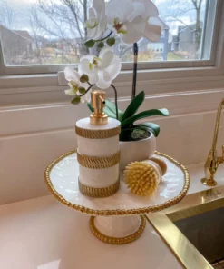 Inspire Me! Home Decor Marble And Gold Triple Striped Soap Dispenser