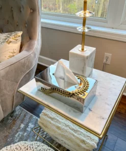 Inspire Me! Home Decor Gold & Silver Tissue Box Cover With Gold Leaf Design