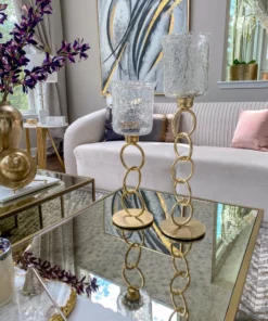 Inspire Me! Home Decor Crackled Glass Link Standing Candle Holder (2 Sizes)