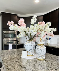 Inspire Me! Home Decor Gold & White Marble Print Ginger Jar "From Pops Of Color Home Collection" (2 Sizes)