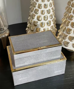 Inspire Me! Home Decor Faux Leather Box Set With Gold Edge Detail (Set Of 2)