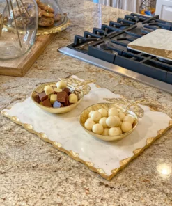 Inspire Me! Home Decor Marble Tray With Metallic Edge (2 Colors)