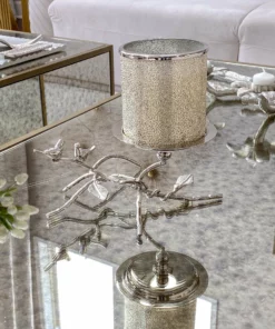 Inspire Me! Home Decor Silver Candle Holder With Leaf Branch Design