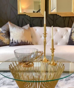 Inspire Me! Home Decor Glass Bowl With Gold Metal Swirl