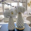 Inspire Me! Home Decor Gold And White Lattice Tapered Vase (2 Sizes) 1 Inspire Me! Home Decor Gold And White Lattice Tapered Vase (2 Sizes)