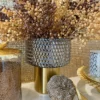 Inspire Me! Home Decor Grey & Gold Studded Vase With Gold Base (3 Sizes)