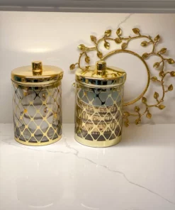 Inspire Me! Home Decor Glass Jar W/ Gold Lid (2 Sizes & 2 Colors)