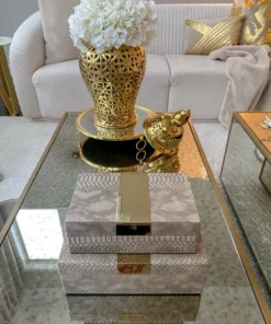 Inspire Me! Home Decor Set Of 2 Gray Snakeskin Print Boxes