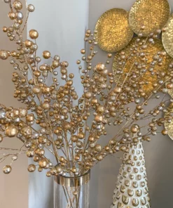 Inspire Me! Home Decor Gold And Silver Glitter Berry Stem