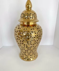 Inspire Me! Home Decor Gold Pierced Pattern Ginger Jar
